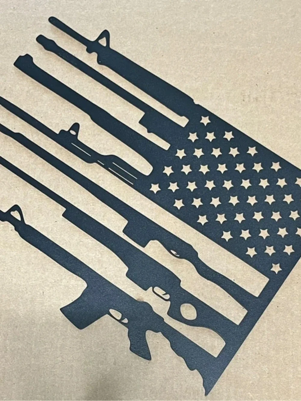Metal Rifle American Flag - Cool ad to the man cave or she shed